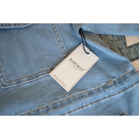 NWT Judy Blue Zip Up Denim Jean Jacket Cinched Waist Women's Size 3XL Boho Fall - Picture 5 of 13